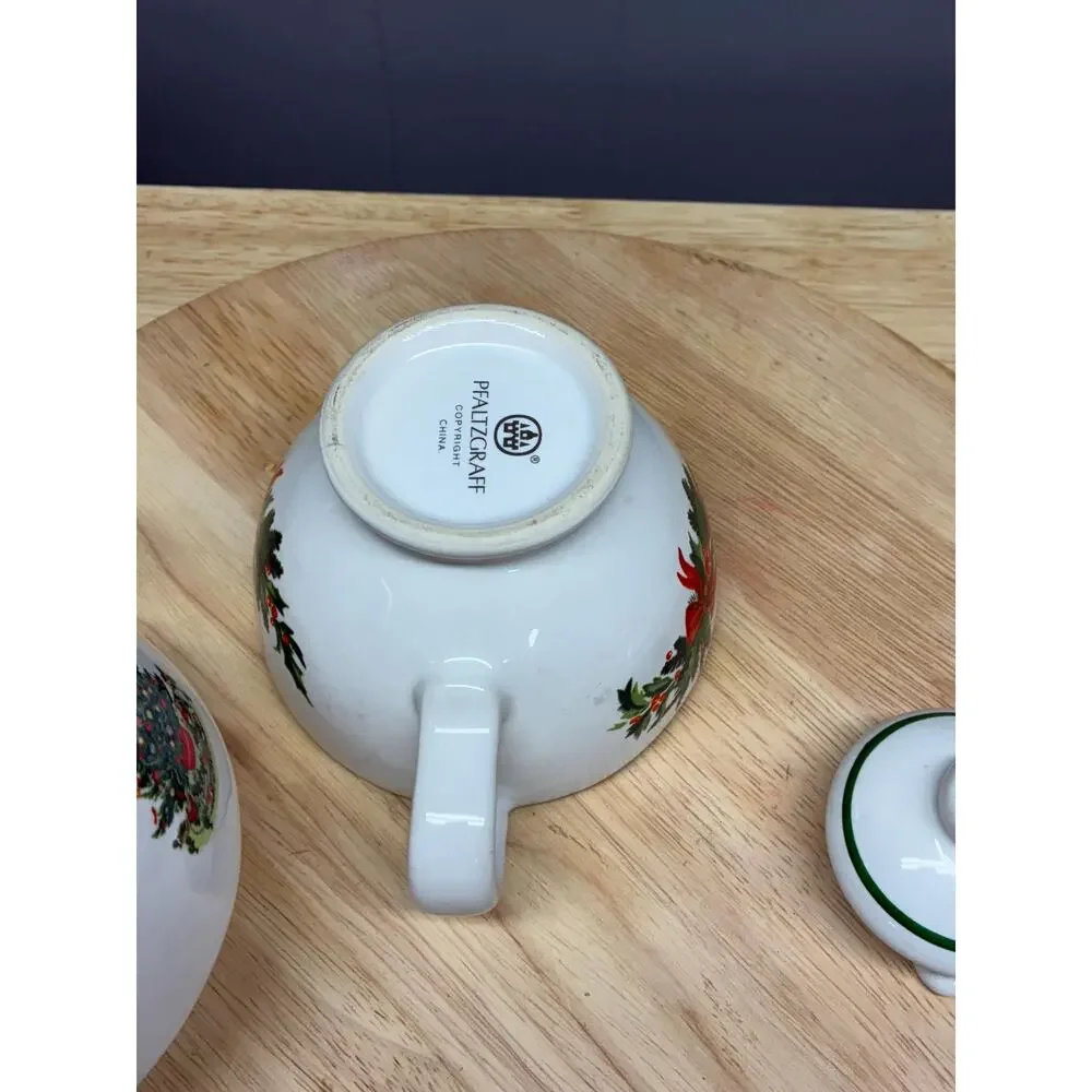 Pfaltzgraff Christmas Tree Tea for One Set | Teapot and Cup Stackable